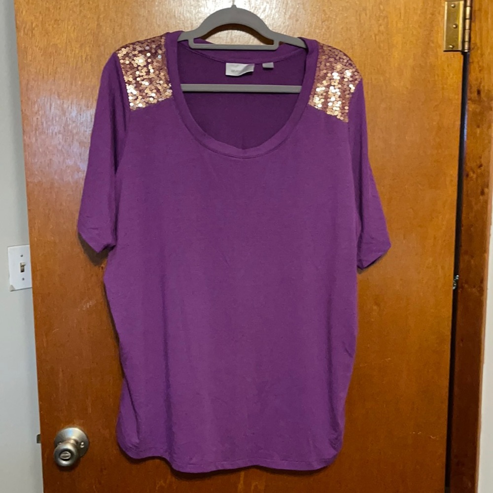 Purple Avenue scoop neck sequin embellished top Plus size